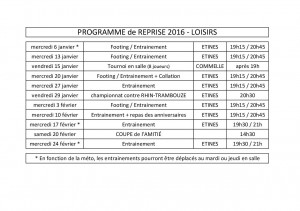 Loisirs reprise debut 2016